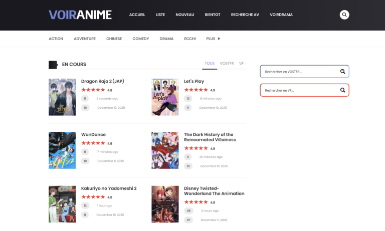 Voiranime : nouvelle adresse en décembre 2025